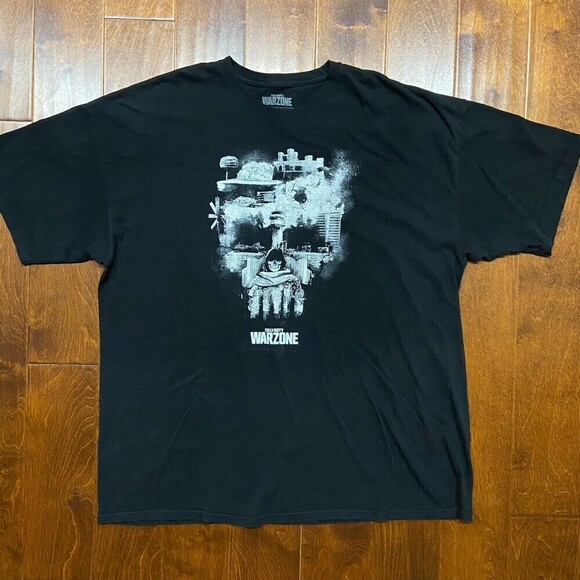 Call Of Duty Warzone Skull Logo FPS Black White T-Shirt Gaming Men's Size 3XL - Picture 3 of 7